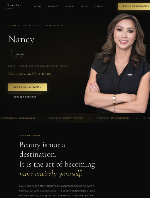 Custom website for Nancy Lee Dermotologist by Dallas Web Pro