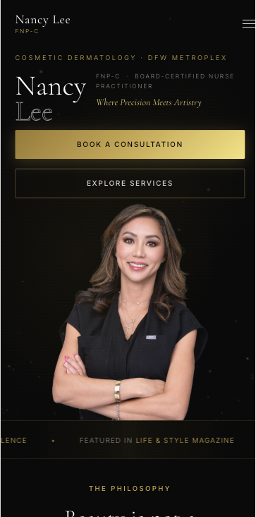 Custom website for Nancy Lee mobile view, by DallasWebPro.net