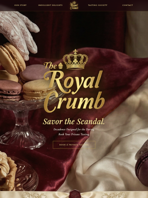 The Royal Crumb website iPad view from DallasWebPro.net