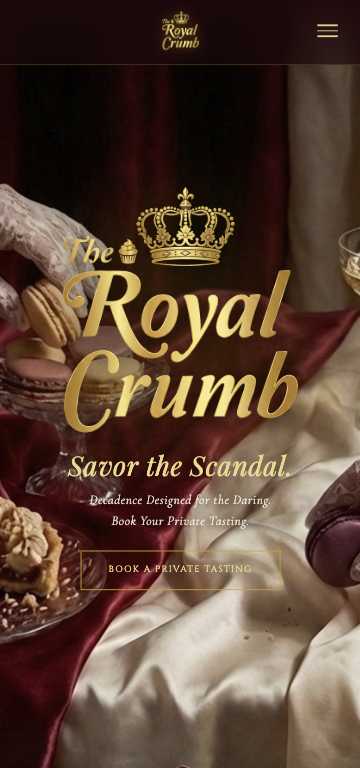 The Royal Crumb website iPhone view by DallasWebPro.net