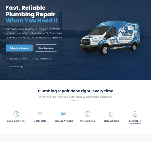 Custom Pipe Hours Website from DallasWebPro.net