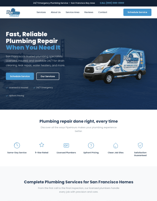 Custom Pipe Hours Website from DallasWebPro.net